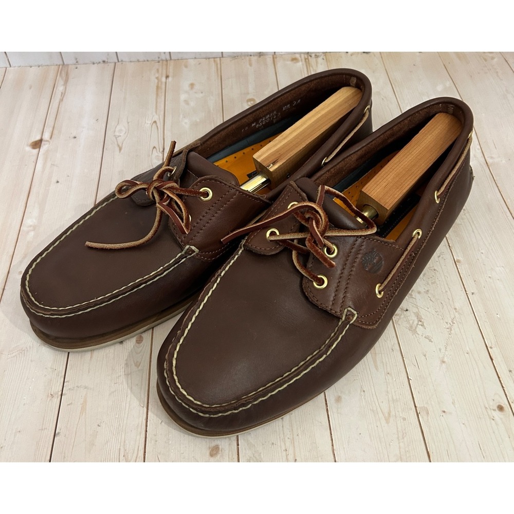 Timberland Classic Men's Size 15M Brown All Leather 2 Eye Boat Shoes 5880143